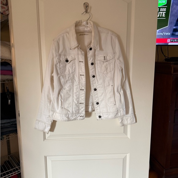 Eddie Bauer Jackets & Blazers - Eddie Bauer White Denim Jacket - Button-Front Jean Jacket